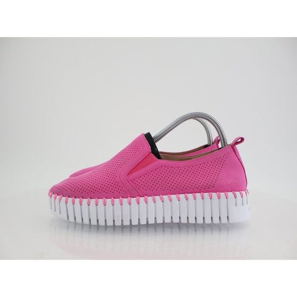 Ilse Jacobsen Tulip Platform Flat Sz 41 11 Slip On Hot Pink perforated Shoes - Picture 3 of 10